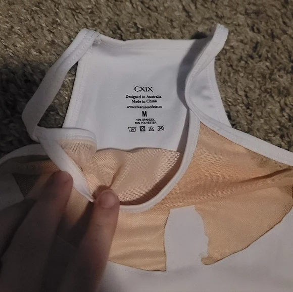 CXIX creatures Of CXIX isis Goddess Mesh Halter Sports Bra Top Nude Sand White M - Picture 7 of 7